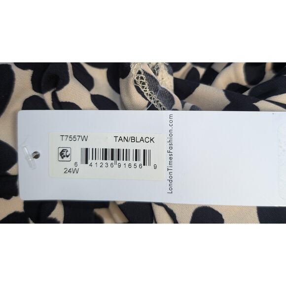 London Times Woman Tan Black Animal Print Dress Size 24W NWT - Picture 9 of 11